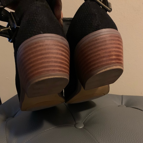 Just Fab Black Suede Flat Ankle Boots - Picture 3 of 3